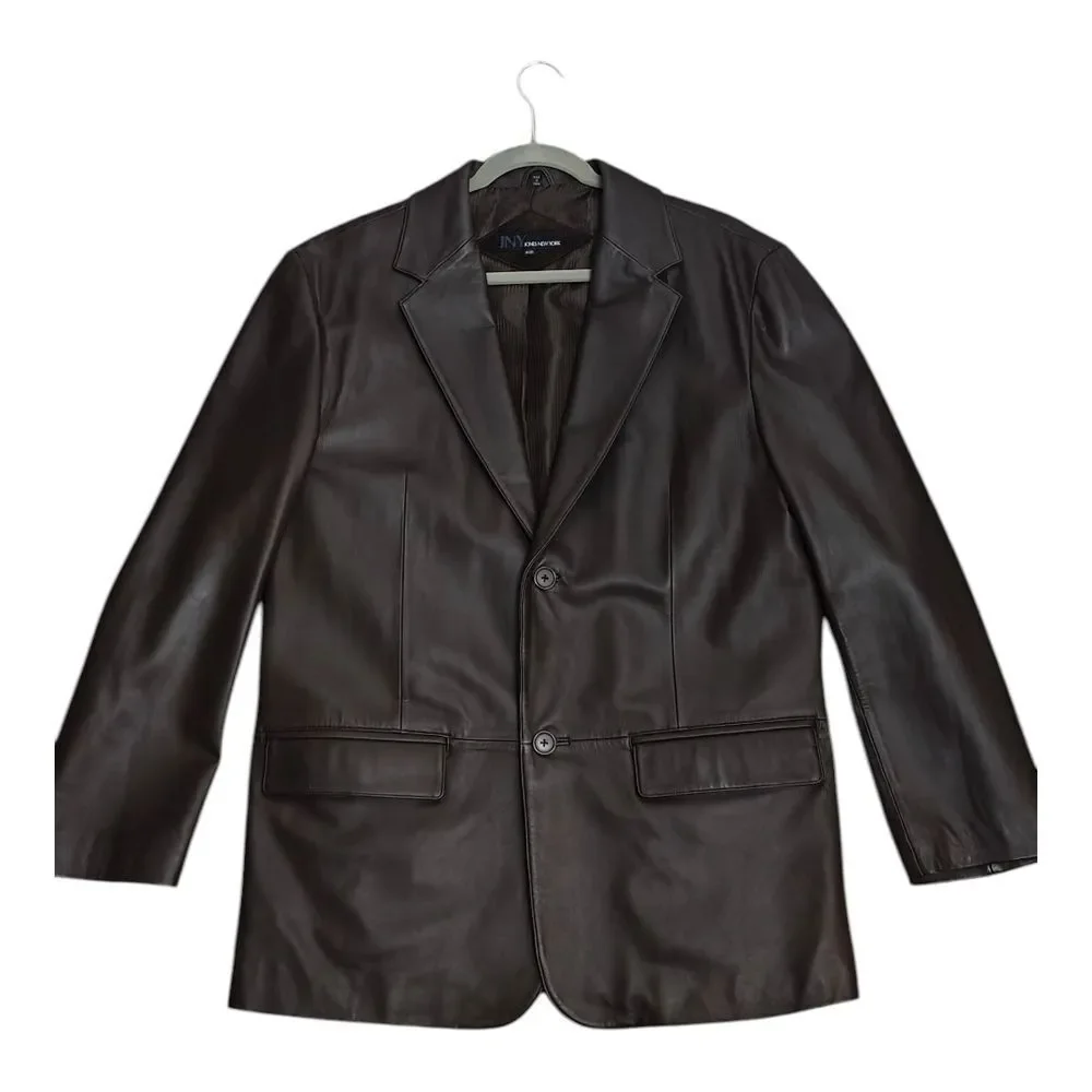 Jones New York Rich Brown Leather Blazer